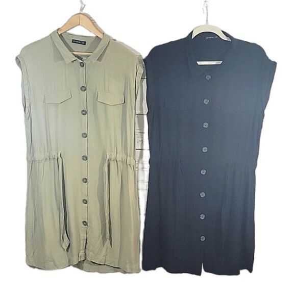 Cotton On- Set of 2 Sleeveless Button Down Tie Waist Dresses-Size Large - Picture 1 of 8